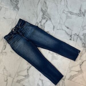 BKE Dark Wash Cropped Skinny Jeans with Raw Hem